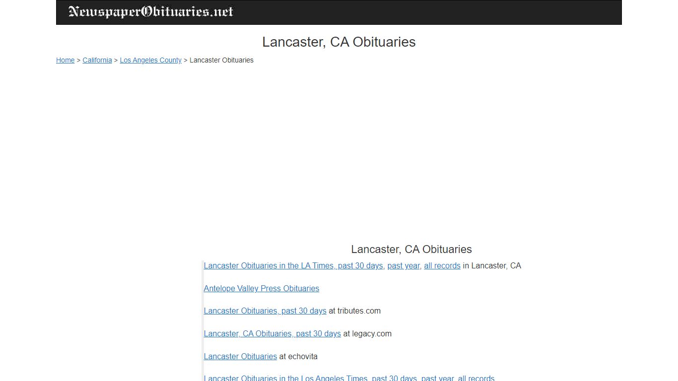 Lancaster, CA Obituaries - California Obituaries